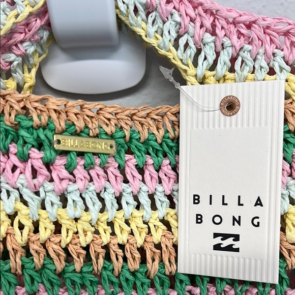 Billabong Pink and Yellow Beachy Tote Bag - Picture 2 of 7